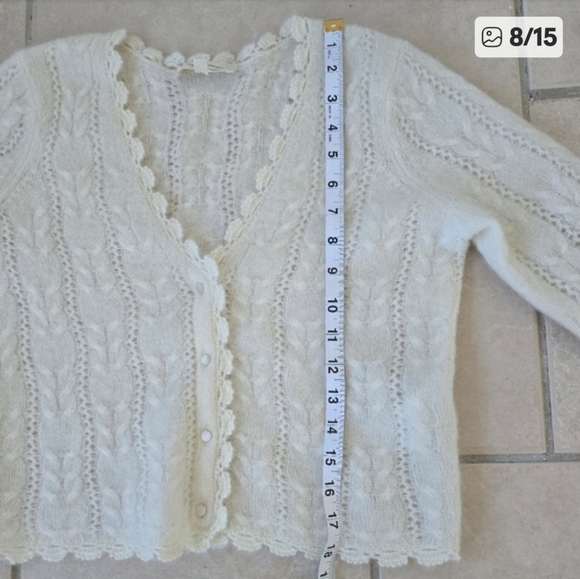SÉZANE Antony Fancy Knit V Neck Cardigan Ivory Ecru XS New - Picture 11 of 14